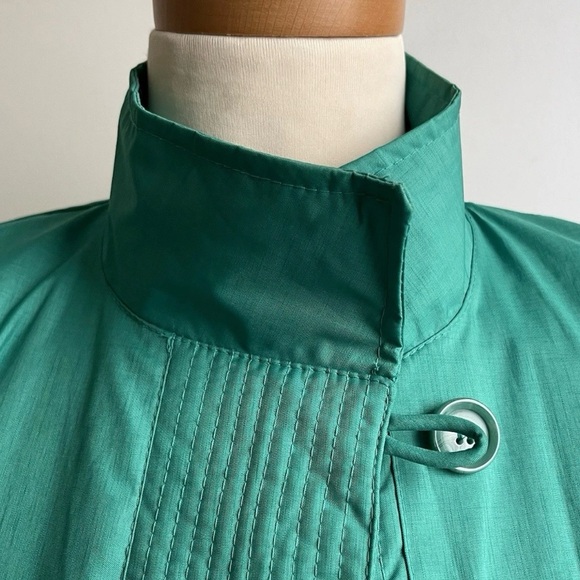 Vintage 80s Micki Green Long Raincoat Belt Lined Quilted Korea 9 10 Medium - Picture 3 of 11